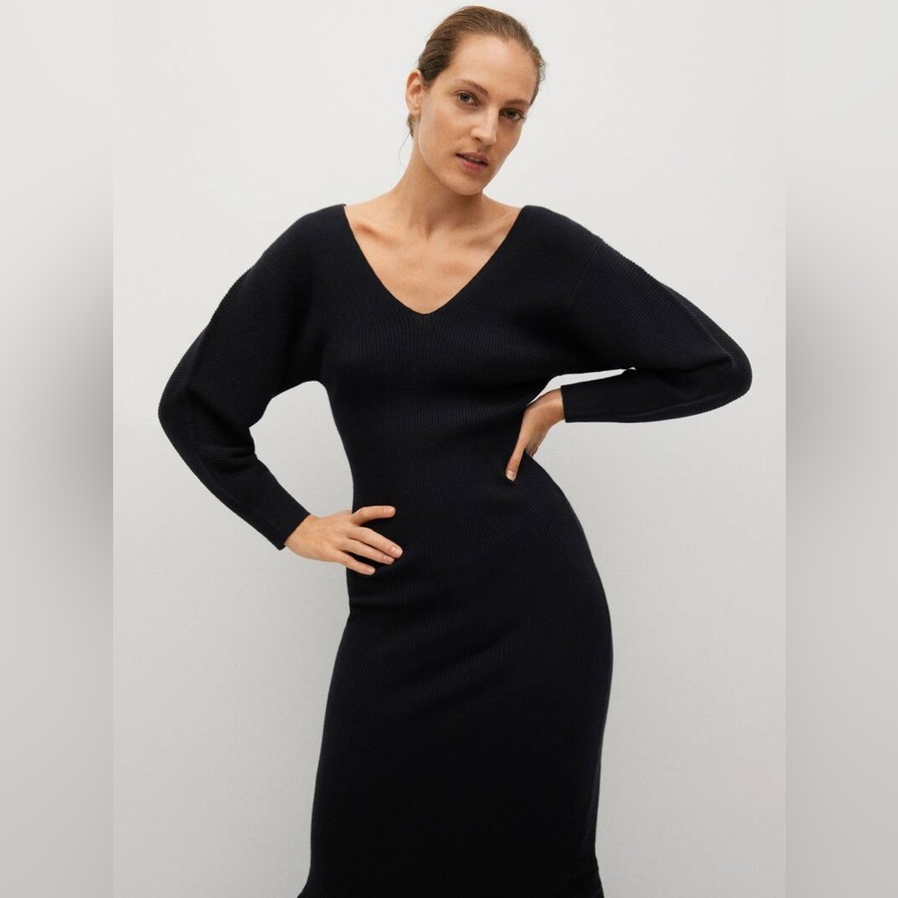 Mango Ribbed Knit Dress NWT